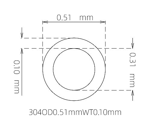 304 Micro Stainless Steel Tube OD 0.51mm ID 0.31mm WT 0.10mm
