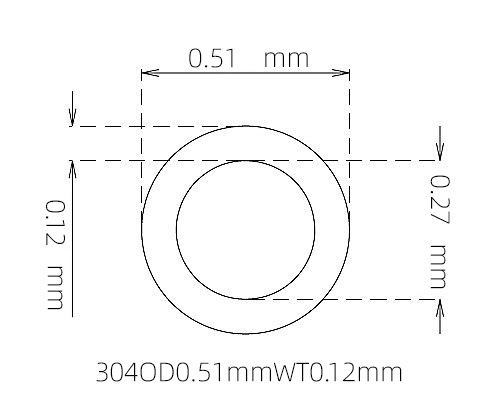 304 Micro Stainless Steel Tube OD 0.51mm ID 0.27mm WT 0.12mm