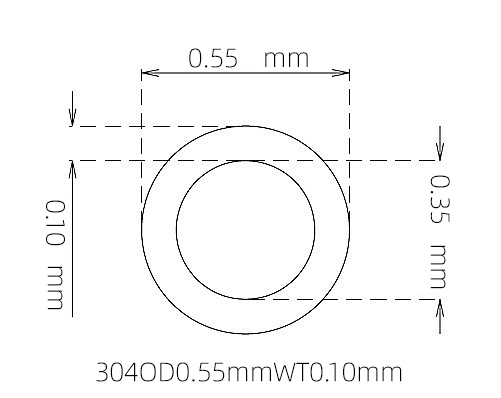 304 Micro Stainless Steel Tube OD 0.55mm ID 0.35mm WT 0.10mm