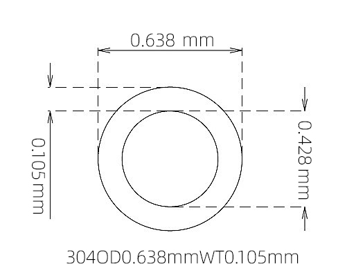 304 Micro Stainless Steel Tube OD 0.638mm ID 0.428mm WT 0.105mm