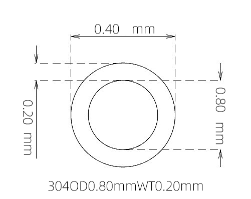 304 Micro Stainless Steel Tube OD 0.80mm ID 0.40mm WT 0.20mm