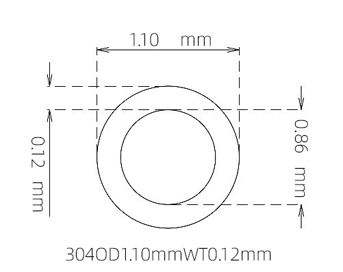 304 Micro Stainless Steel Tube OD 1.10mm ID 0.86mm WT 0.12mm