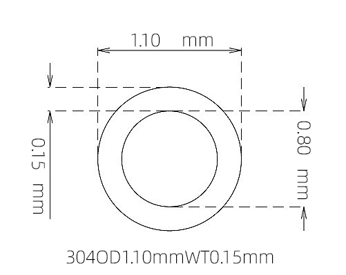 304 Micro Stainless Steel Tube OD 1.10mm ID 0.80mm WT 0.15mm