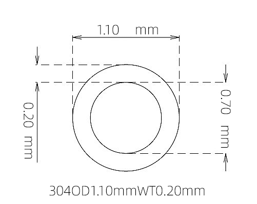 304 Micro Stainless Steel Tube OD 1.10mm ID 0.70mm WT 0.20mm