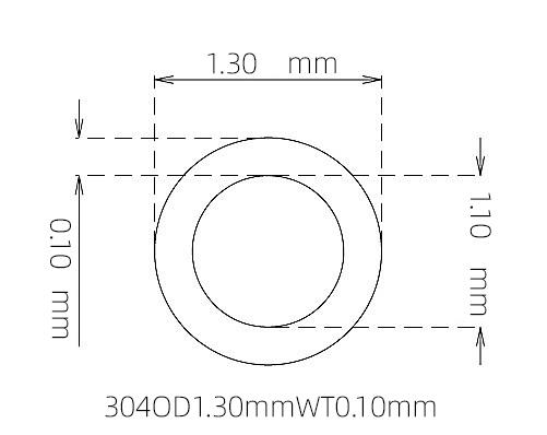 304 Micro Stainless Steel Tube OD 1.30mm ID 1.10mm WT 0.10mm