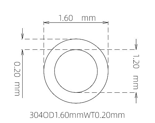 304 Micro Stainless Steel Tube OD 1.60mm ID 1.20mm WT 0.20mm
