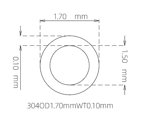 304 Micro Stainless Steel Tube OD 1.70mm ID 1.50mm WT 0.10mm