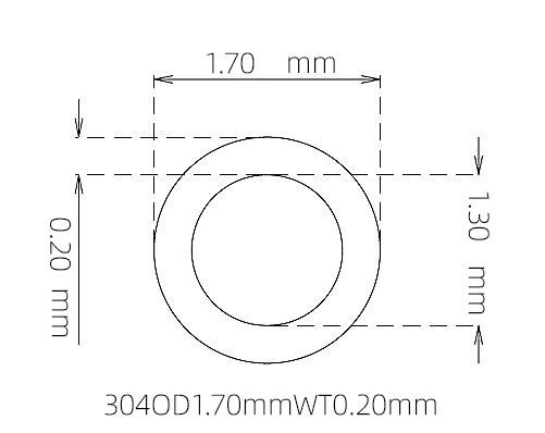 304 Micro Stainless Steel Tube OD 1.70mm ID 1.30mm WT 0.20mm