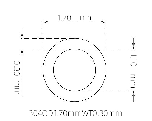 304 Micro Stainless Steel Tube OD 1.70mm ID 1.10mm WT 0.30mm