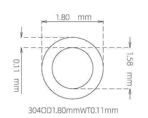 304 Micro Stainless Steel Tube OD 1.80mm ID 1.58mm WT 0.11mm