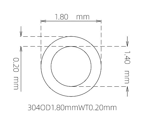 304 Micro Stainless Steel Tube OD 1.80mm ID 1.40mm WT 0.20mm
