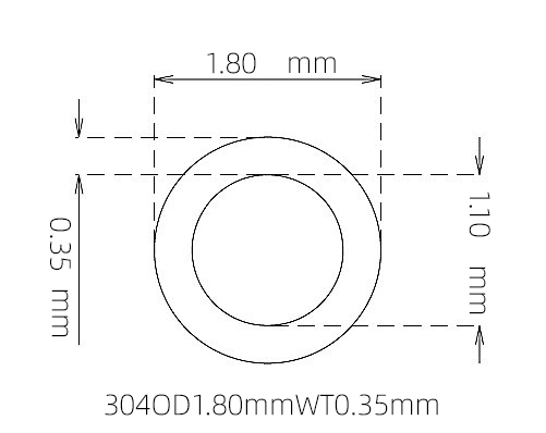 304 Micro Stainless Steel Tube OD 1.80mm ID 1.10mm WT 0.35mm