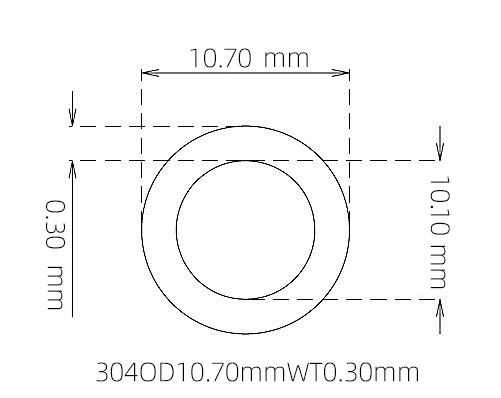 304 Thin Wall Stainless Steel Tube OD 10.70mm ID 10.10mm WT 0.30mm