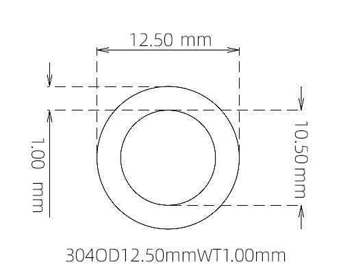 304 Seamless Stainless Steel Capillary Tube OD 12.50mm ID 10.50mm WT 1.00mm