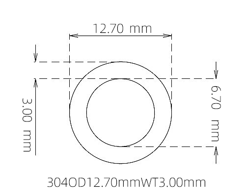 304 Seamless Stainless Steel Capillary Tube OD 12.70mm ID 6.70mm WT 3.00mm