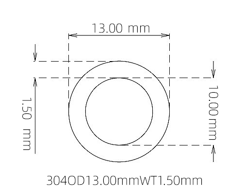 304 Seamless Stainless Steel Capillary Tube OD 13.00mm ID 10.00mm WT 1.50mm