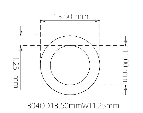 304 Seamless Stainless Steel Capillary Tube OD 13.50mm ID 11.00mm WT 1.25mm