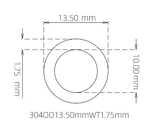 304 Seamless Stainless Steel Capillary Tube OD 13.50mm ID 10.00mm WT 1.75mm