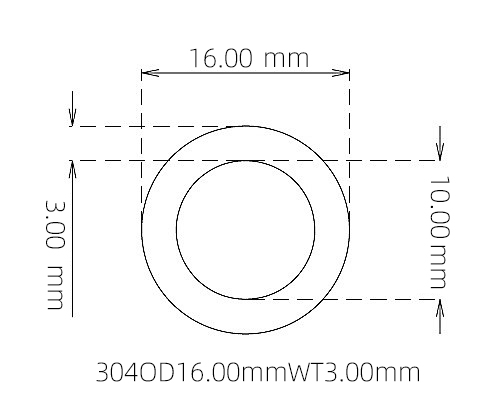 304 Seamless Stainless Steel Capillary Tube OD 16.00mm ID 10.00mm WT 3.00mm