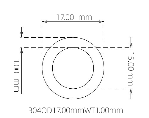304 Seamless Stainless Steel Capillary Tube OD 17.00mm ID 15.00mm WT 1.00mm