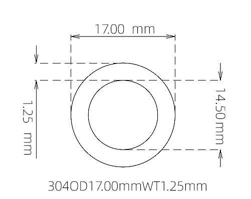 304 Seamless Stainless Steel Capillary Tube OD 17.00mm ID 14.50mm WT 1.25mm