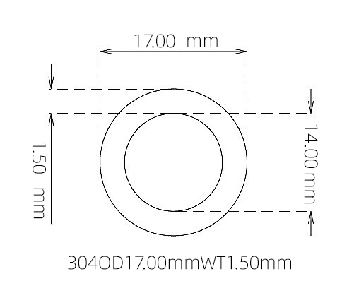 304 Seamless Stainless Steel Capillary Tube OD 17.00mm ID 14.00mm WT 1.50mm