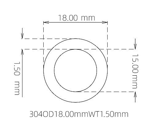 304 Seamless Stainless Steel Capillary Tube OD 18.00mm ID 15.00mm WT 1.50mm