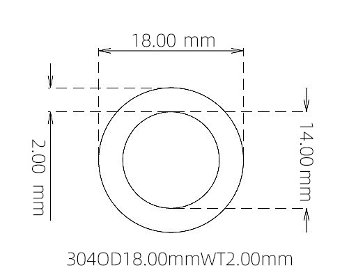 304 Seamless Stainless Steel Capillary Tube OD 18.00mm ID 14.00mm WT 2.00mm