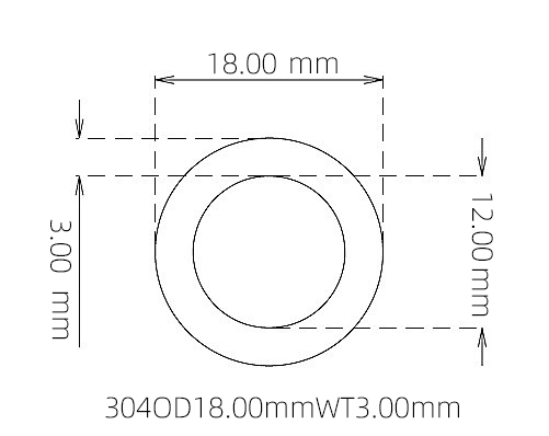 304 Seamless Stainless Steel Capillary Tube OD 18.00mm ID 12.00mm WT 3.00mm