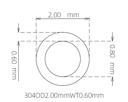 304 Micro Stainless Steel Tube OD 2.00mm ID 0.80mm WT 0.60mm