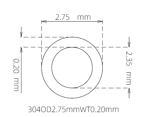 304 Seamless Stainless Steel Capillary Tube OD 2.75mm ID 2.35mm WT 0.20mm