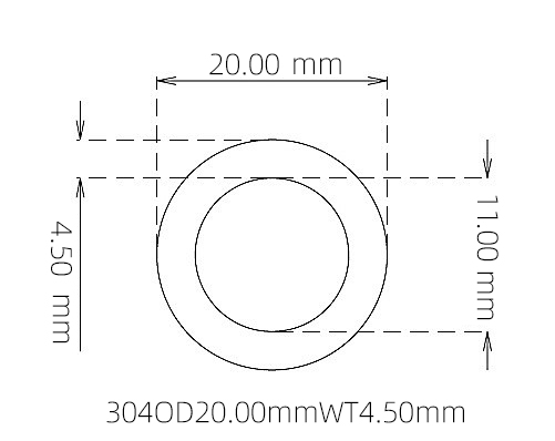 304 Seamless Stainless Steel Capillary Tube OD 20.00mm ID 11.00mm WT 4.50mm