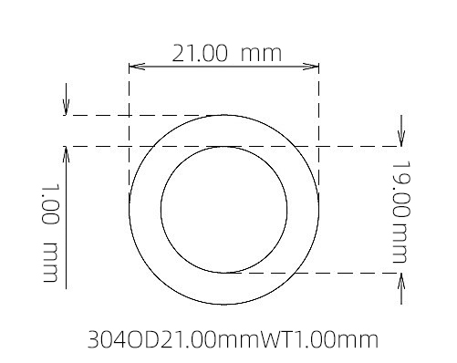 304 Seamless Stainless Steel Capillary Tube OD 21.00mm ID 19.00mm WT 1.00mm