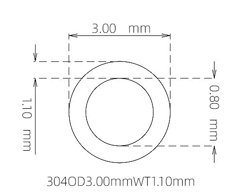 304 Stainless Steel Capillary Tube OD 3.00mm ID 0.80mm WT 1.10mm