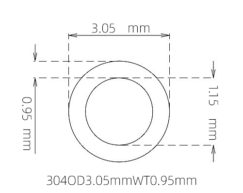 304 Stainless Steel Capillary Tube OD 3.05mm ID 1.15mm WT 0.95mm