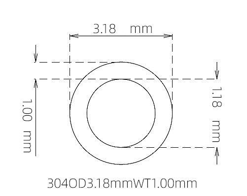 304 Stainless Steel Capillary Tube OD 3.18mm ID 1.18mm WT 1.00mm