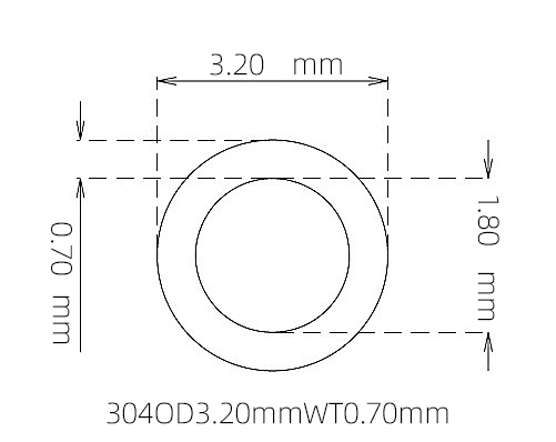 304 Stainless Steel Capillary Tube OD 3.20mm ID 1.80mm WT 0.70mm
