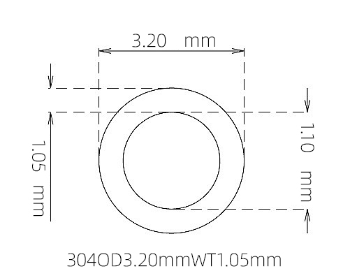 304 Stainless Steel Capillary Tube OD 3.20mm ID 1.10mm WT 1.05mm