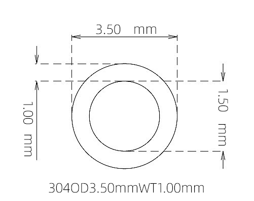 304 Stainless Steel Capillary Tube OD 3.50mm ID 1.50mm WT 1.00mm