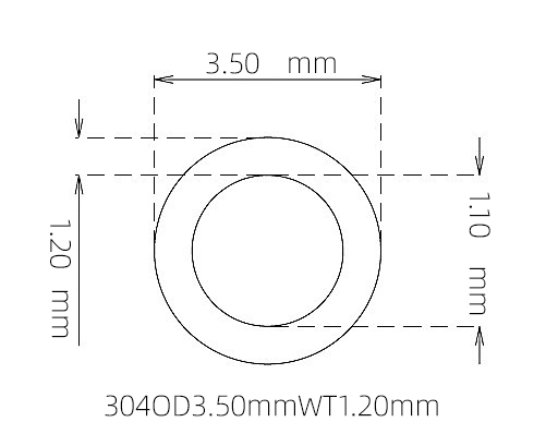 304 Stainless Steel Capillary Tube OD 3.50mm ID 1.10mm WT 1.20mm