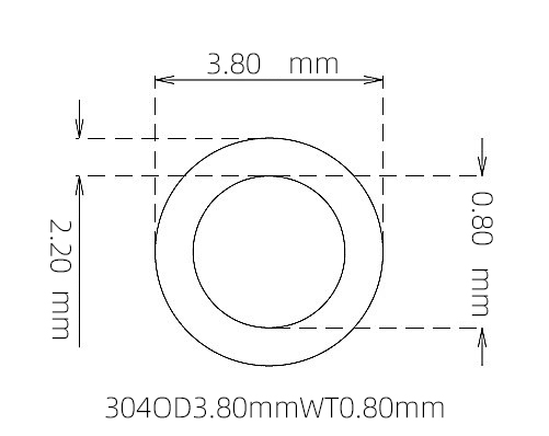 304 Stainless Steel Capillary Tube OD 3.80mm ID 2.20mm WT 0.80mm