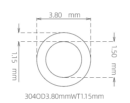 304 Seamless Stainless Steel Capillary Tube OD 3.80mm ID 1.50mm WT 1.15mm