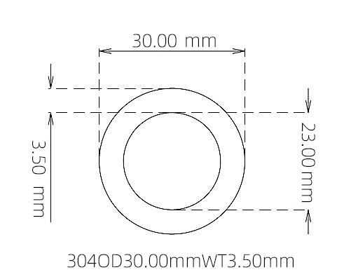 304 Seamless Stainless Steel Capillary Tube OD 30.00mm ID 23.00mm WT 3.50mm