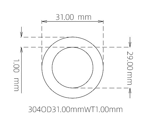304 Seamless Stainless Steel Capillary Tube OD 31.00mm ID 29.00mm WT 1.00mm