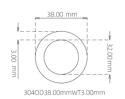 304 Seamless Stainless Steel Capillary Tube OD 38.00mm ID 32.00mm WT 3.00mm