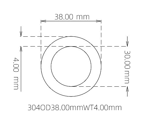 304 Seamless Stainless Steel Capillary Tube OD 38.00mm ID 30.00mm WT 4.00mm