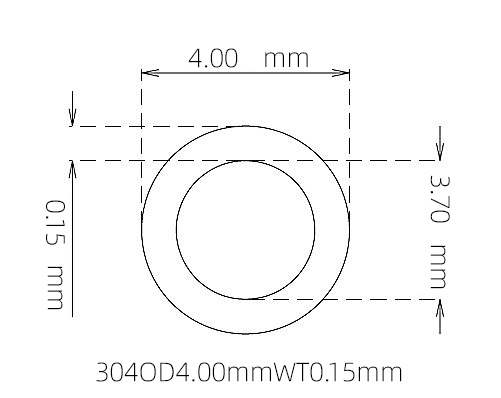 304 Thin Wall Stainless Steel Tube OD 4.00mm ID 3.70mm WT 0.15mm