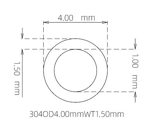 304 Stainless Steel Capillary Tube OD 4.00mm ID 1.00mm WT 1.50mm