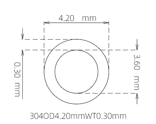 304 Thin Wall Stainless Steel Tube OD 4.20mm ID 3.60mm WT 0.30mm