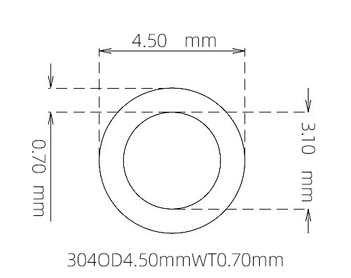 304 Stainless Steel Capillary Tube OD 4.50mm ID 3.10mm WT 0.70mm